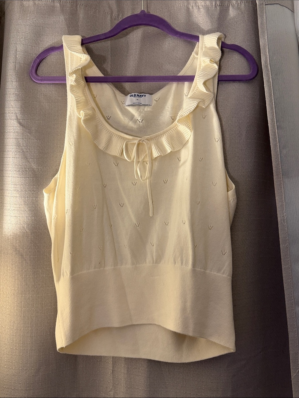 Old Navy Cream Ruffle-Neck Tank Top